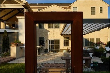 Corten Steel Outdoor Water Curtain Garden Water Fountain