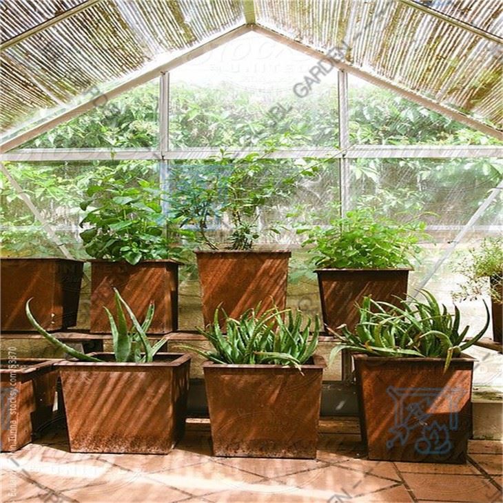 Rusted Metal Planter Boxes
