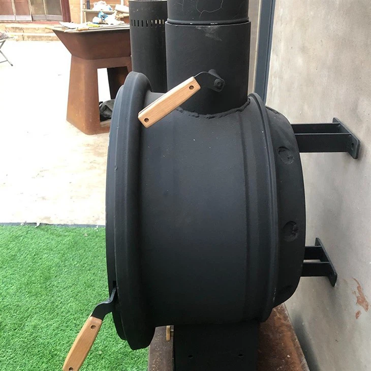 Round Black Fireplace