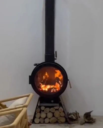 Round Black Fireplace